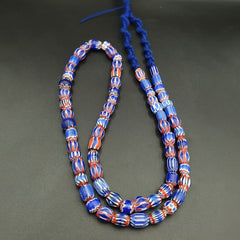 Tiny Blue Chevrons venetian Beads African Necklace 8-10mm