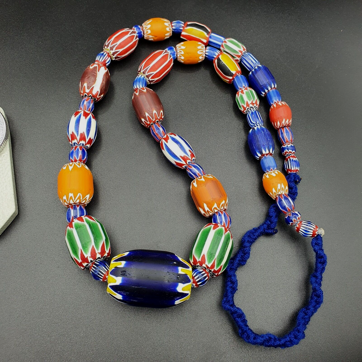 Vintage Venetian Style Trade beads Old African Glass Chevron Beads Long Strand