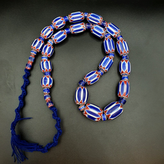 Antique Venetian inspired African Blue Glass 6 layers Chevron Beads Necklace