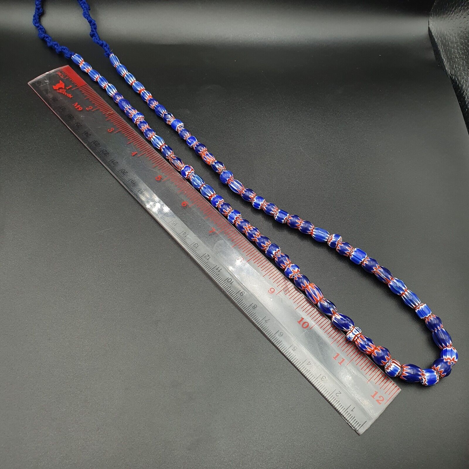 Tiny Blue Chevrons venetian Beads African Necklace 8-10mm