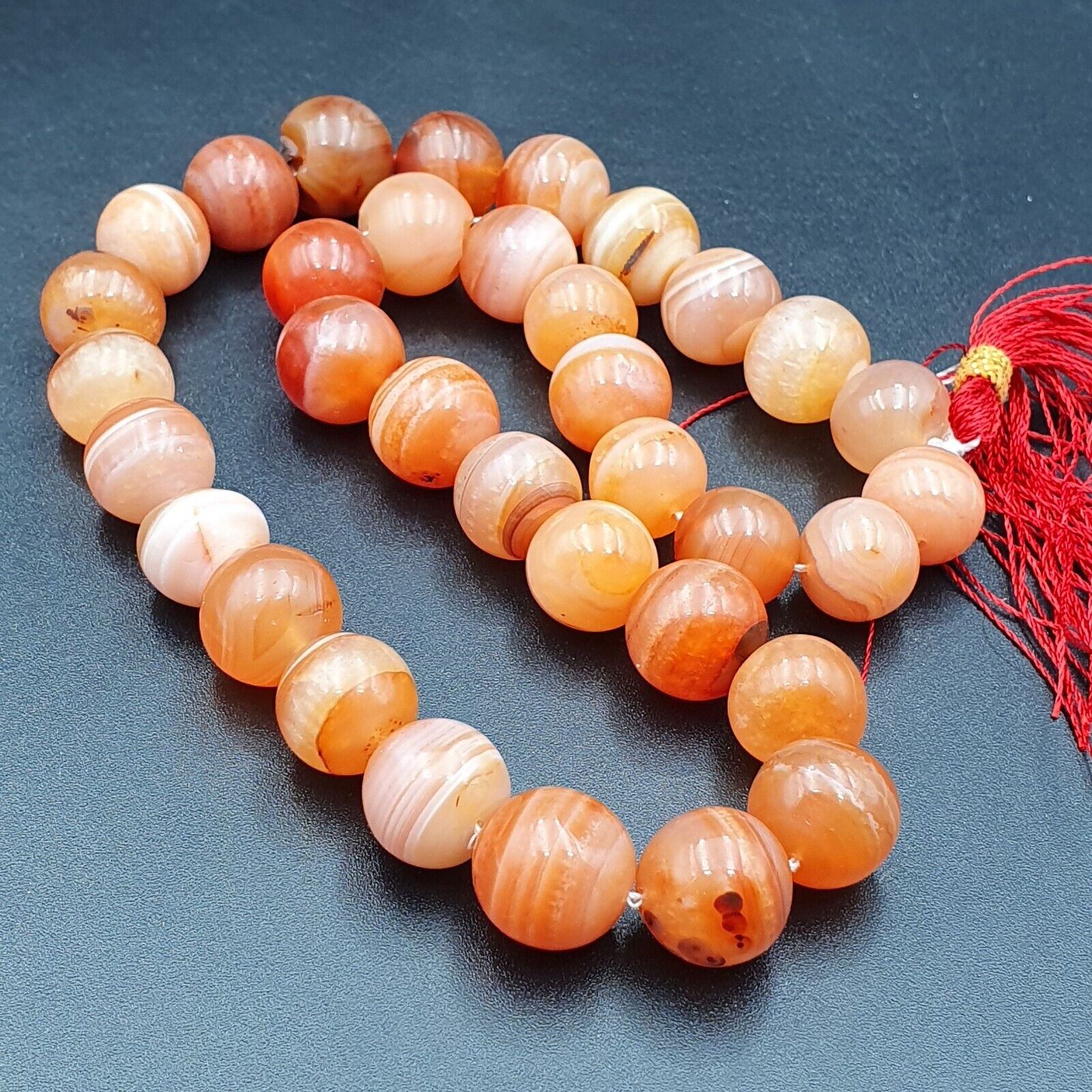 Buddhist Rosary Mala Prayer beads Tibet Nepal pink Himalayan Agate Beads