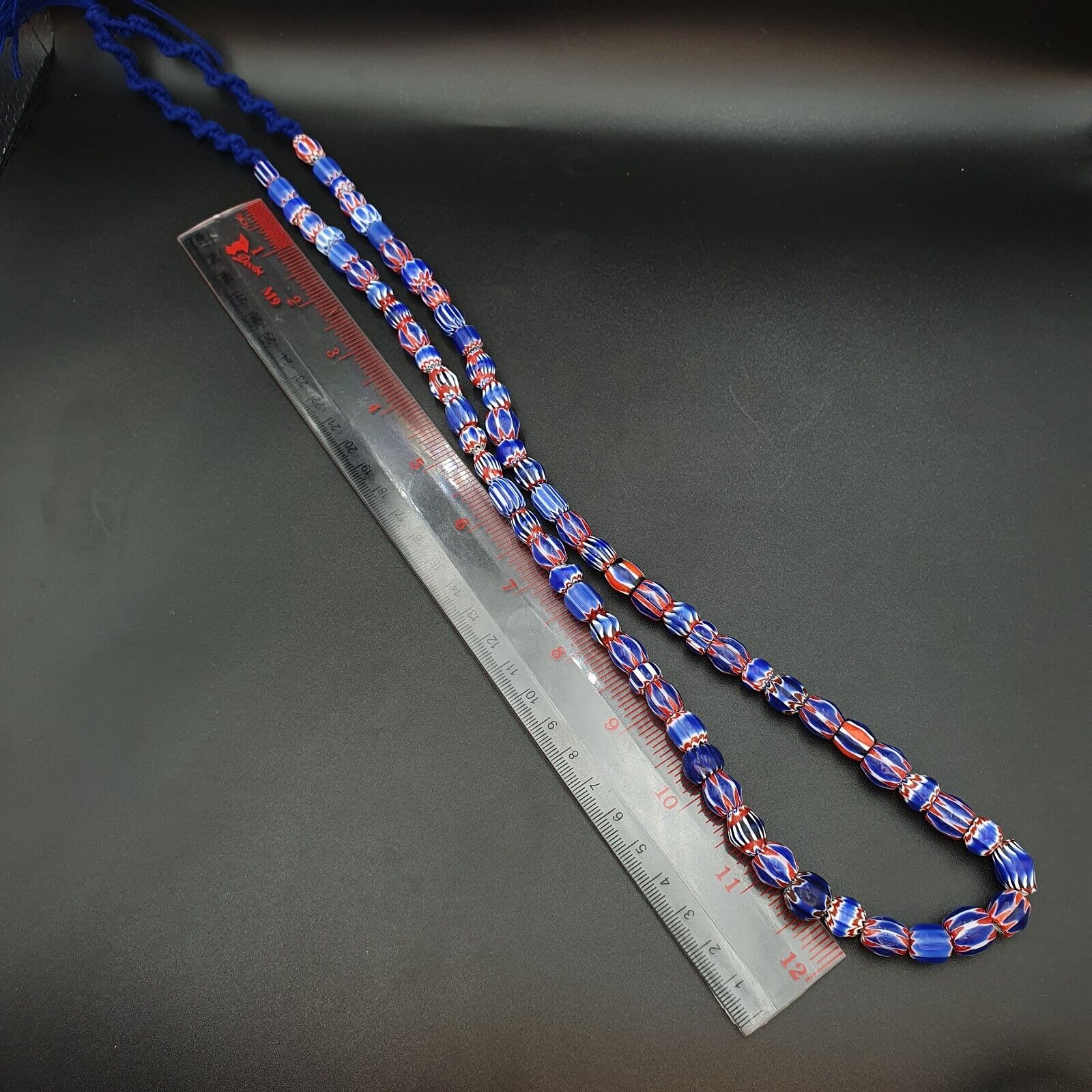 Tiny Blue Chevrons venetian Beads African Necklace 8-10mm