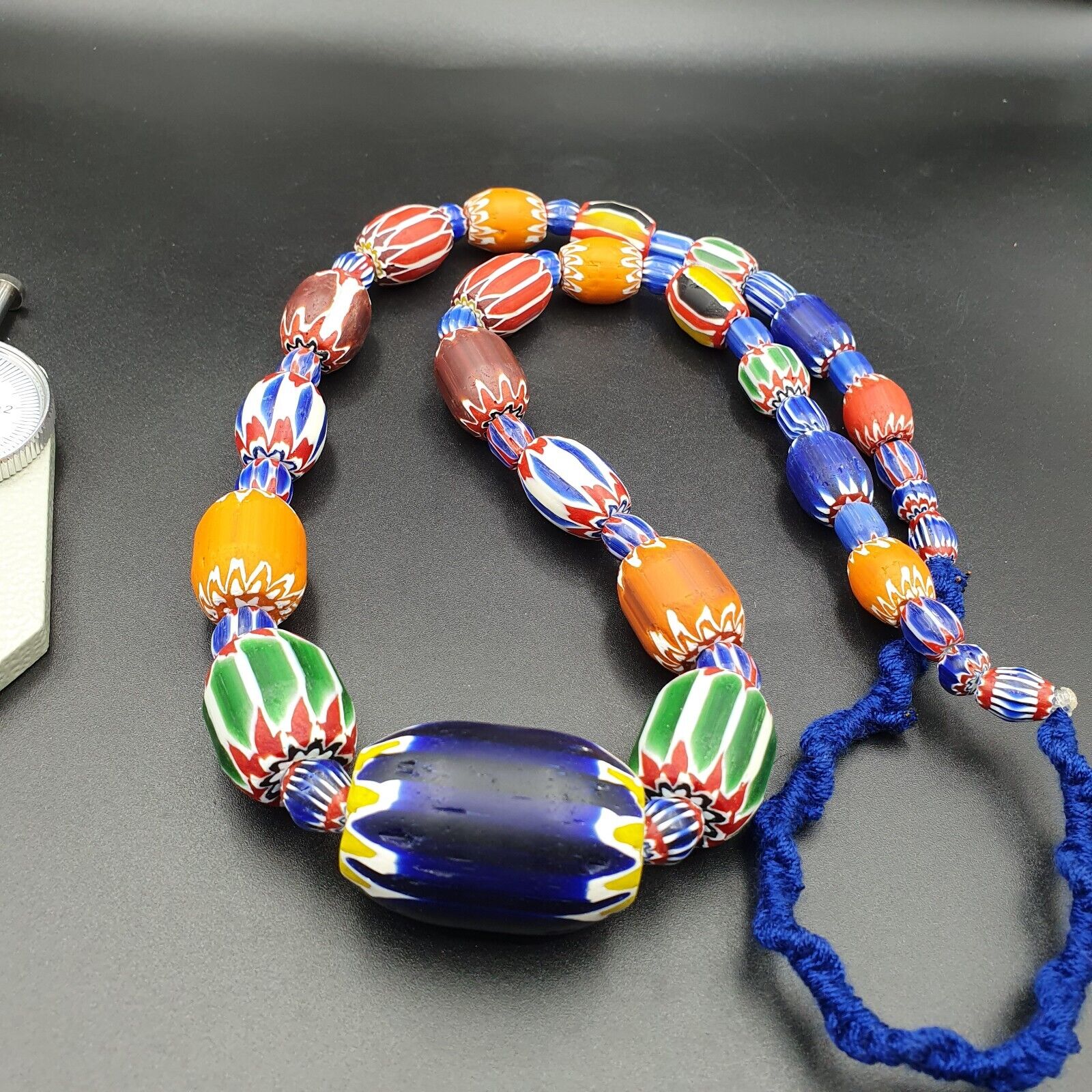 Vintage Venetian Style Trade beads Old African Glass Chevron Beads Long Strand