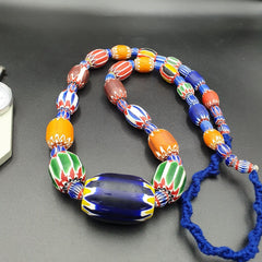 Vintage Venetian Style Trade beads Old African Glass Chevron Beads Long Strand