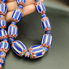 Antique Venetian inspired African Blue Glass 6 layers Chevron Beads Necklace