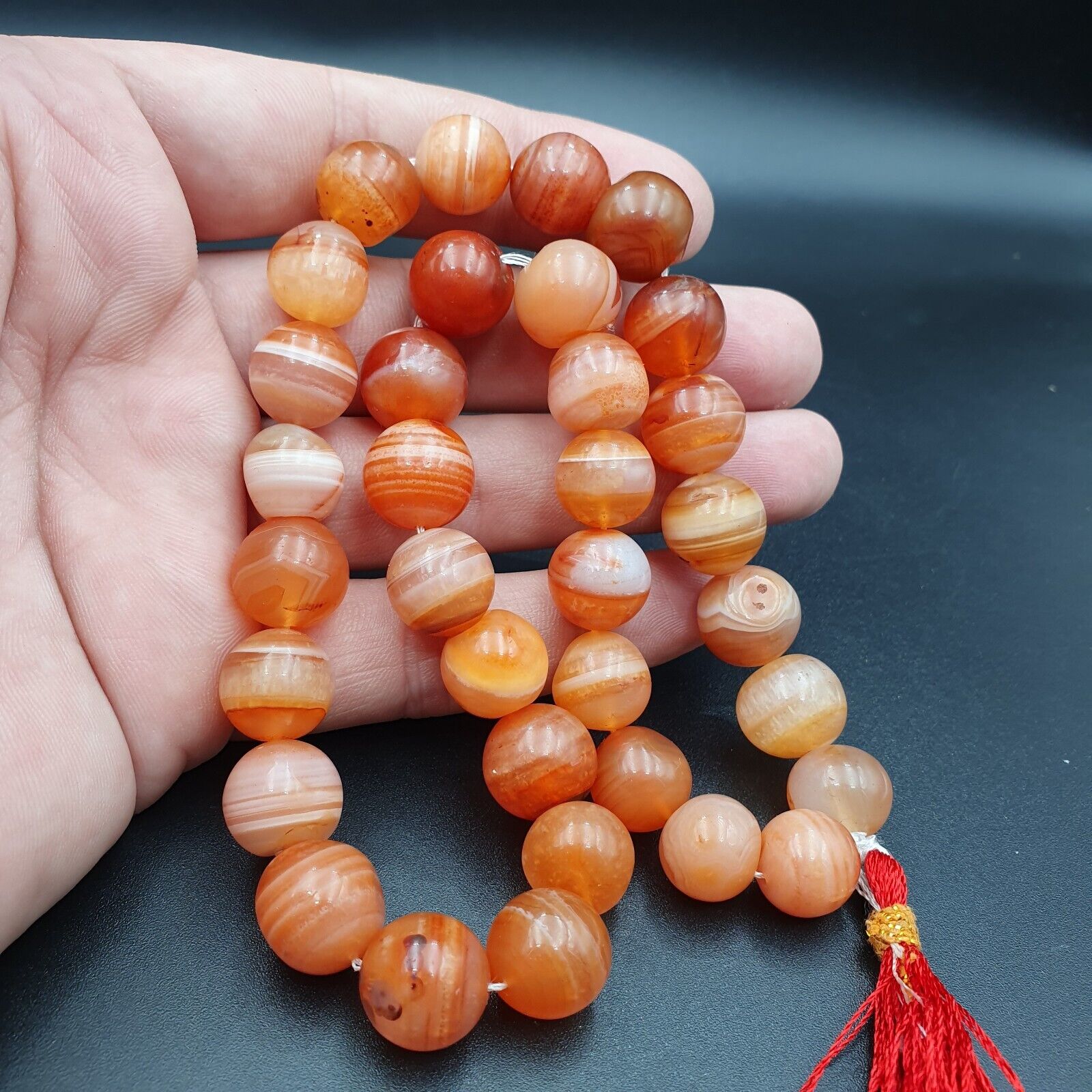 Buddhist Rosary Mala Prayer beads Tibet Nepal pink Himalayan Agate Beads