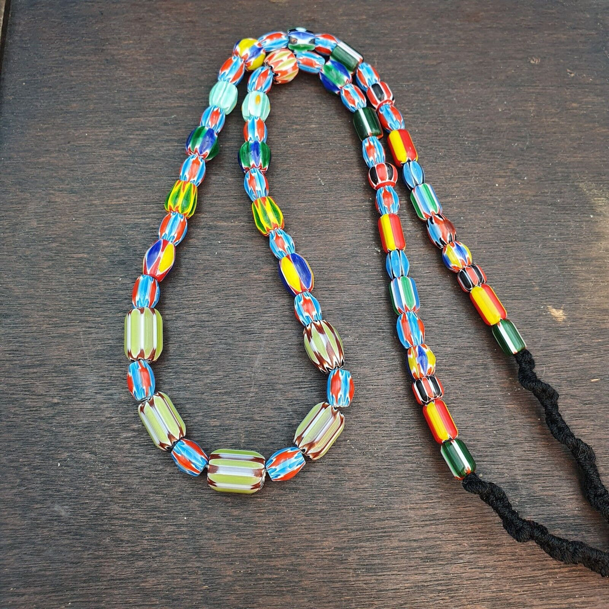 Vintage Chevron Beads Venetian Style Glass Beads 9-15mm Long Strand