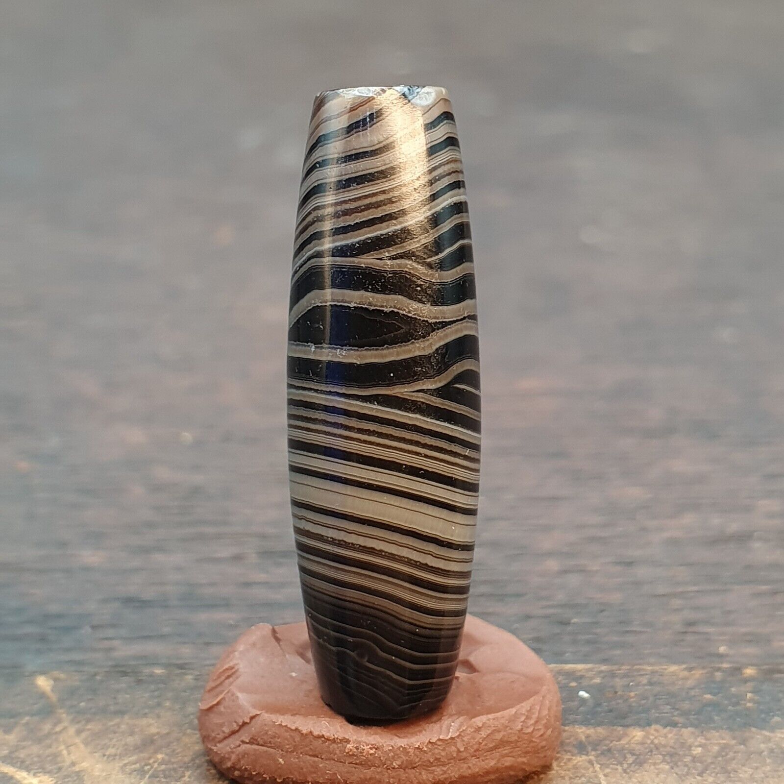 Himalayan Indo Tibetan Agate bead Suleimany Lines Pattern Agate Amulet Bead BD#9