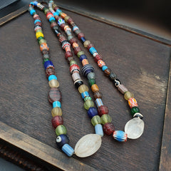 Lot 2 Strands BEAUTIFUL OLD AFRICAN Chevron GLASS ANTIQUE BEADS With crystal