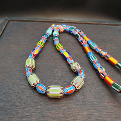 Vintage Chevron Beads Venetian Style Glass Beads 9-15mm Long Strand