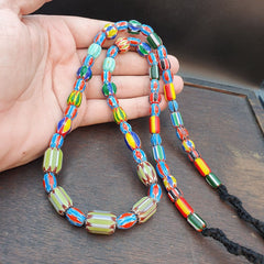 Vintage Chevron Beads Venetian Style Glass Beads 9-15mm Long Strand