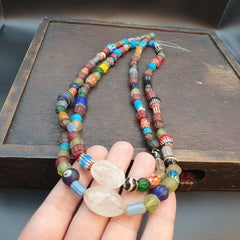 Lot 2 Strands BEAUTIFUL OLD AFRICAN Chevron GLASS ANTIQUE BEADS With crystal