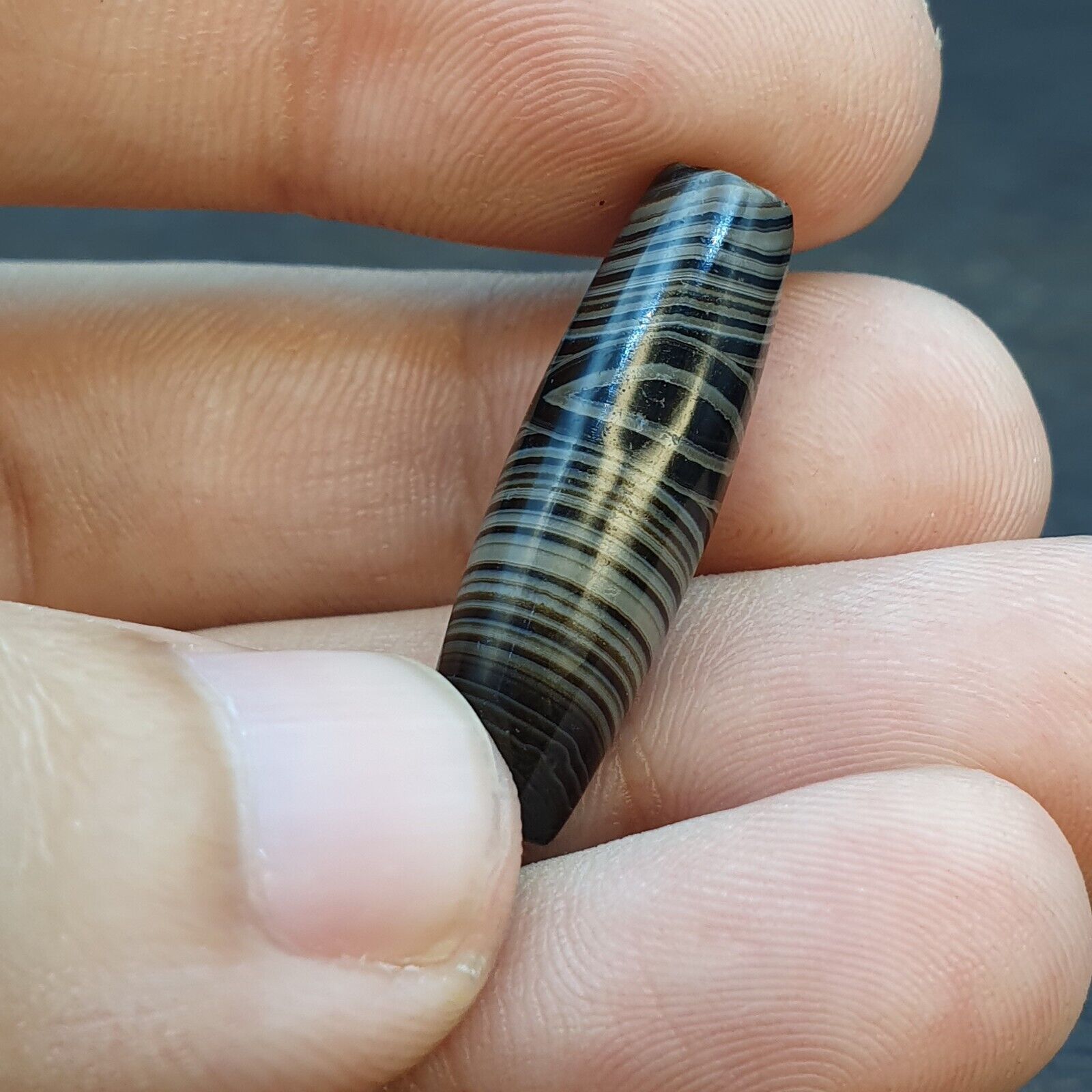 Himalayan Indo Tibetan Agate bead Suleimany Lines Pattern Agate Amulet Bead BD#9
