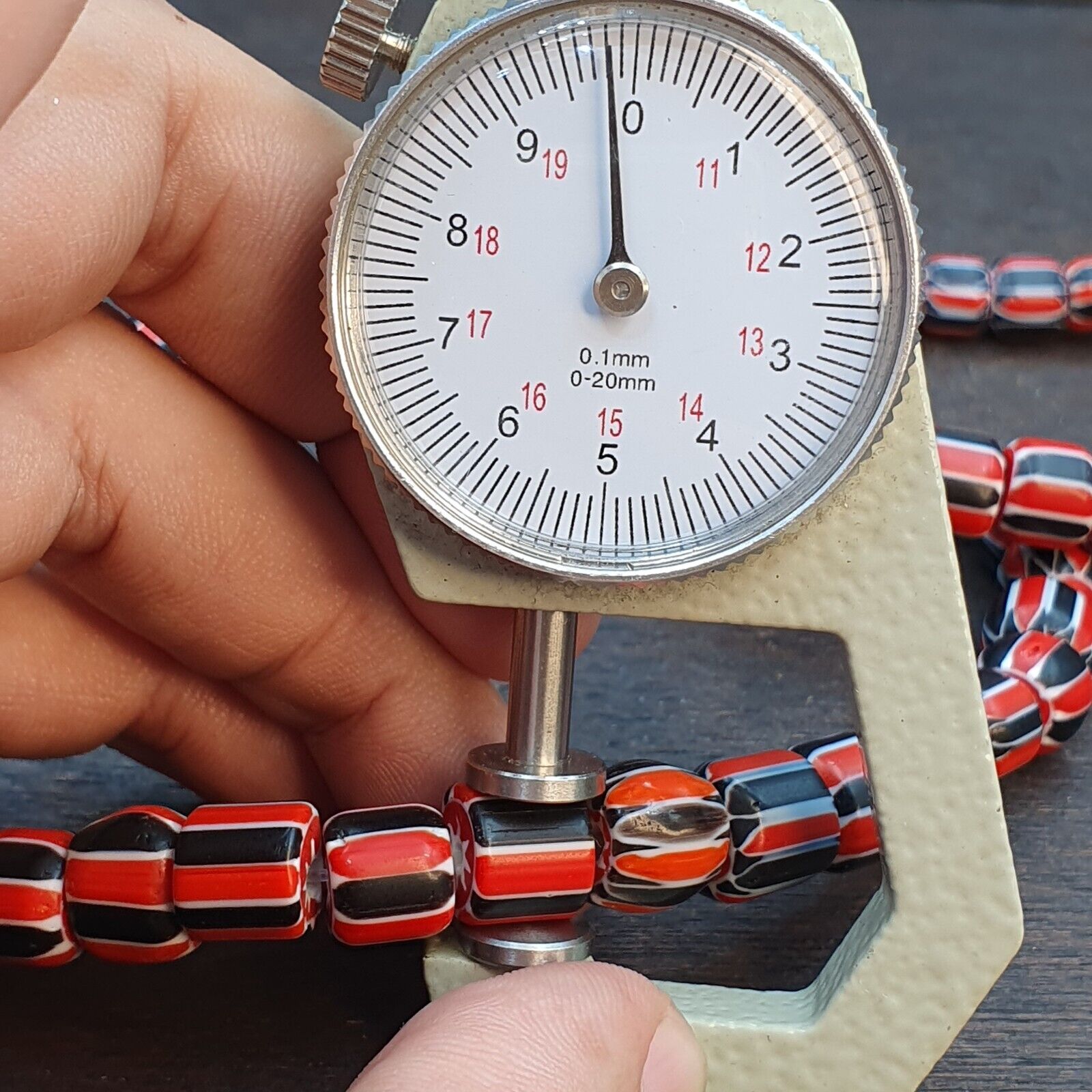 Vintage Red Chevron Beads Venetian Style Glass Beads 11mm-9mm Long Strand