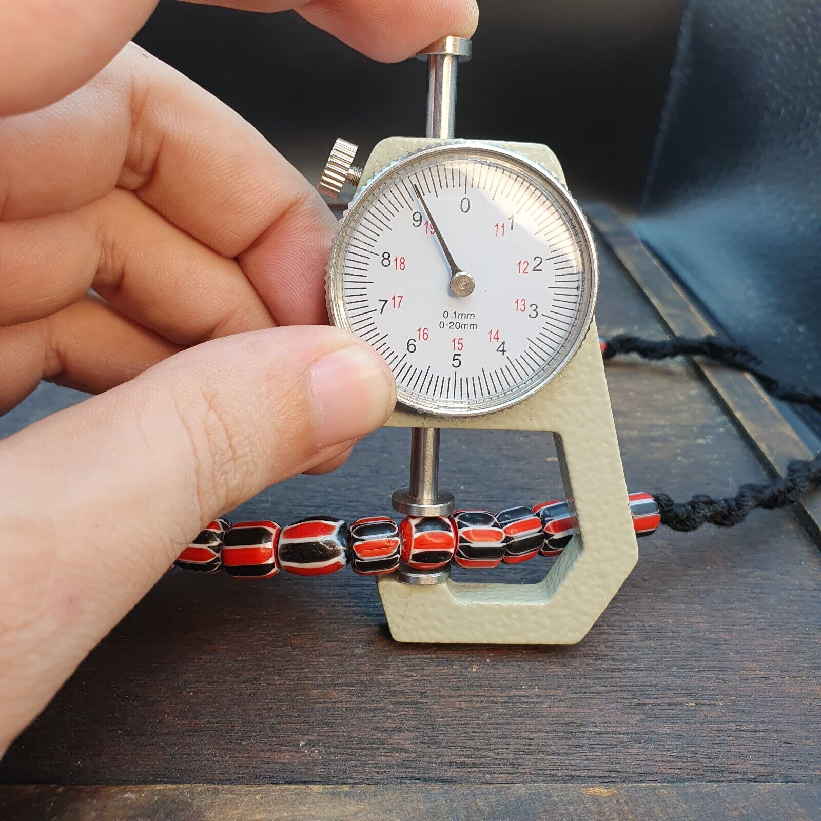 Vintage Red Chevron Beads Venetian Style Glass Beads 11mm-9mm Long Strand