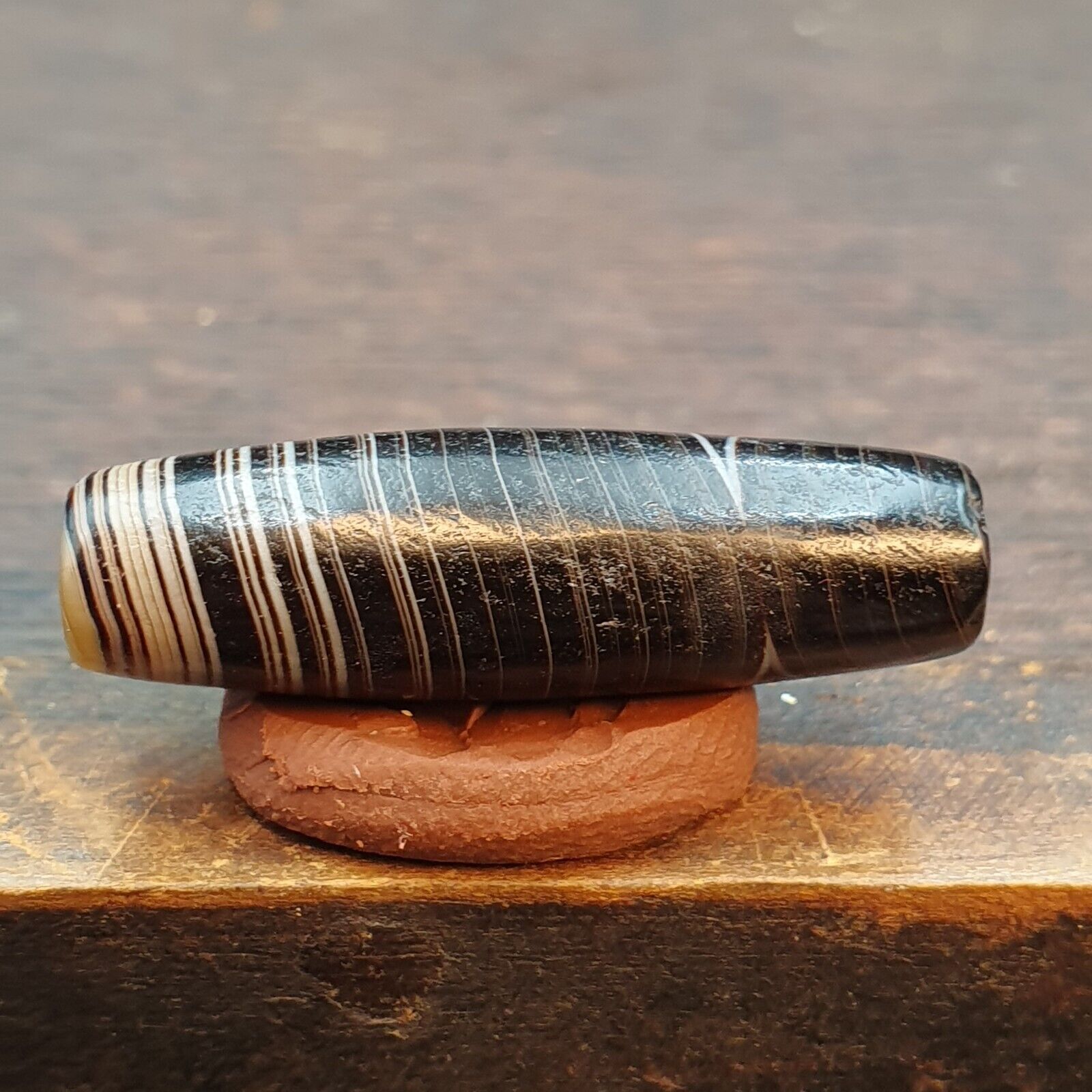 Lot 2 Himalayan Indo Tibetan Agate bead Suleimany Lines Pattern Agate BD#21