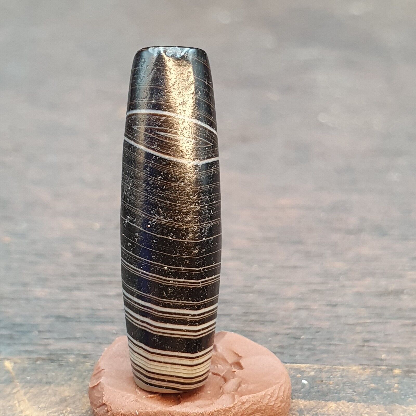 Lot 2 Himalayan Indo Tibetan Agate bead Suleimany Lines Pattern Agate BD#21