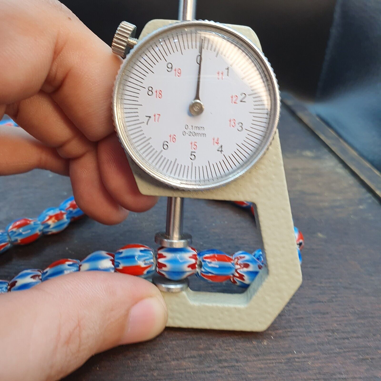 Vintage BLUE Chevron Beads Venetian Style Glass Beads 10mmx12mm Long Strand