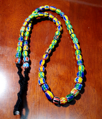 Venetian Inspired Glass Beads melon Chevron Beads Necklace #115