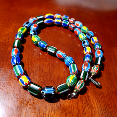 Venetian Inspired Glass Beads collection Multicolor Chevron Beads Necklace #111