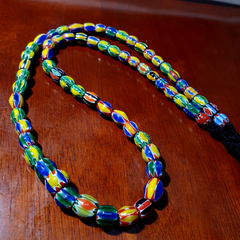 Venetian Inspired Glass Beads melon Chevron Beads Necklace #115