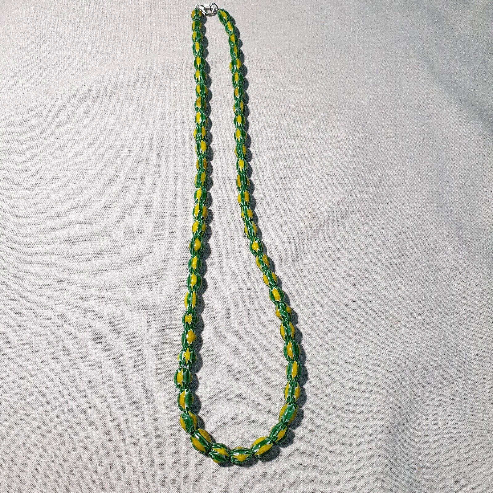 Venetian Inspired Glass Beads melon Chevron Beads Necklace #114