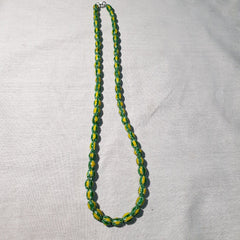 Venetian Inspired Glass Beads melon Chevron Beads Necklace #114