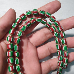Venetian Inspired Glass Beads watermelon Chevron Beads Necklace #113