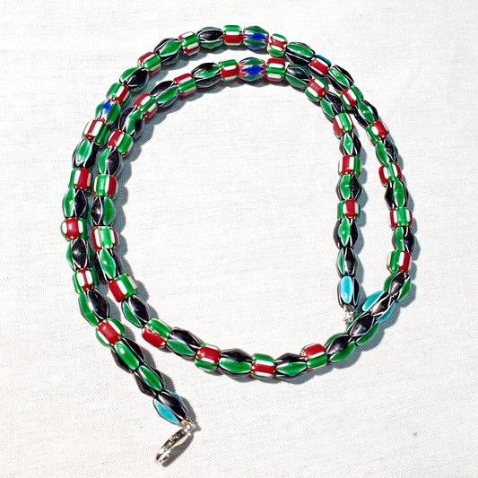 Venetian Inspired Glass Beads collection Multicolor Chevron Beads Necklace #112