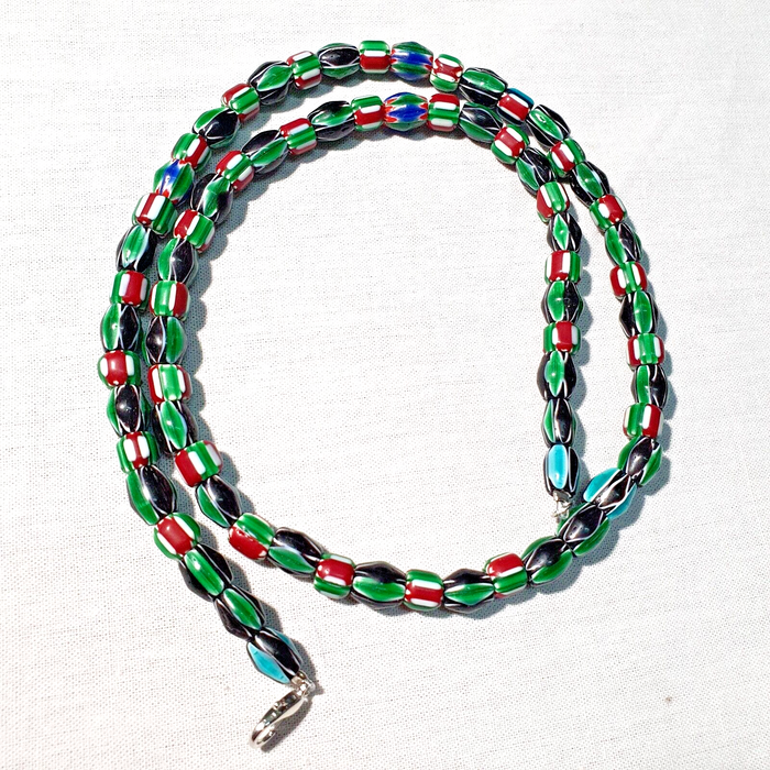 Venetian Inspired Glass Beads Collection Multicolor Chevron Beads Necklace #112