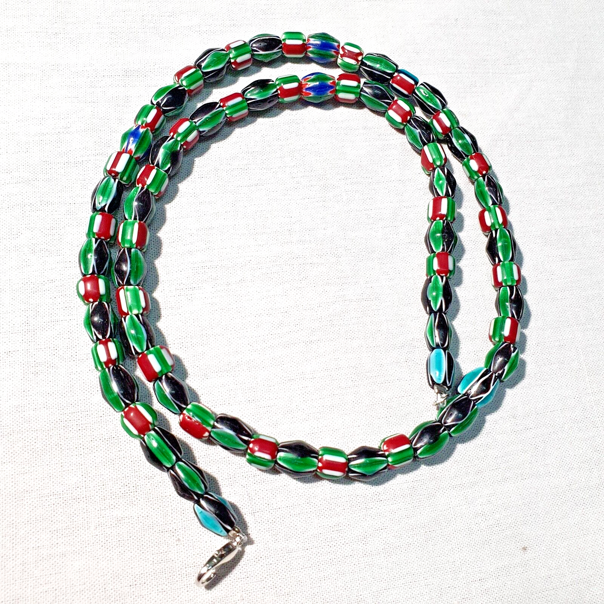 Venetian Inspired Glass Beads collection Multicolor Chevron Beads Necklace #112