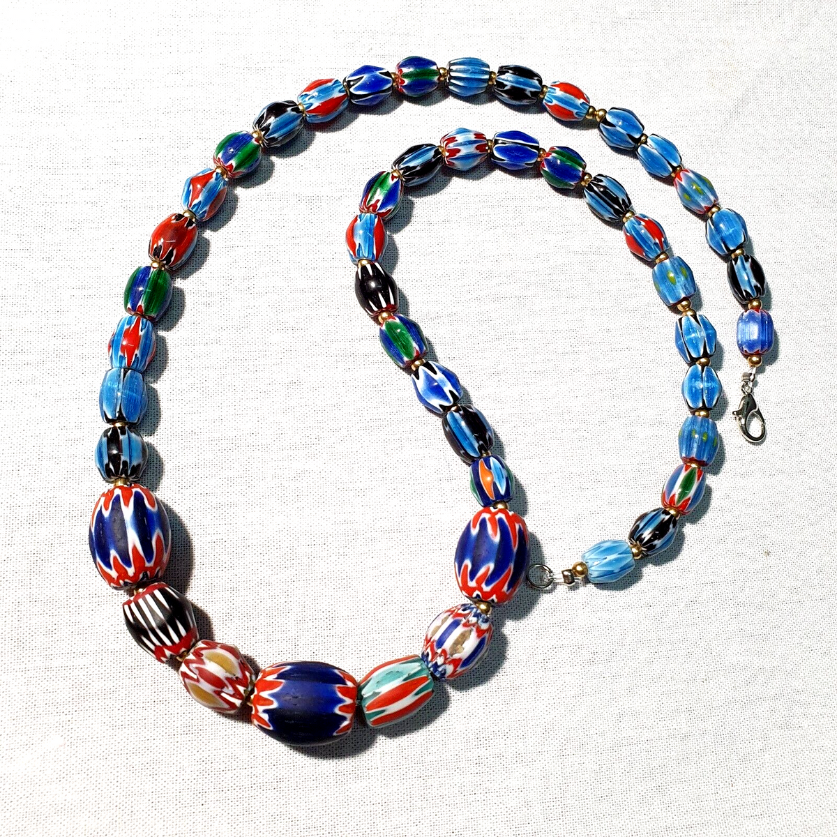 Venetian Inspired Glass Beads collection Multicolor Chevron Beads Necklace #110