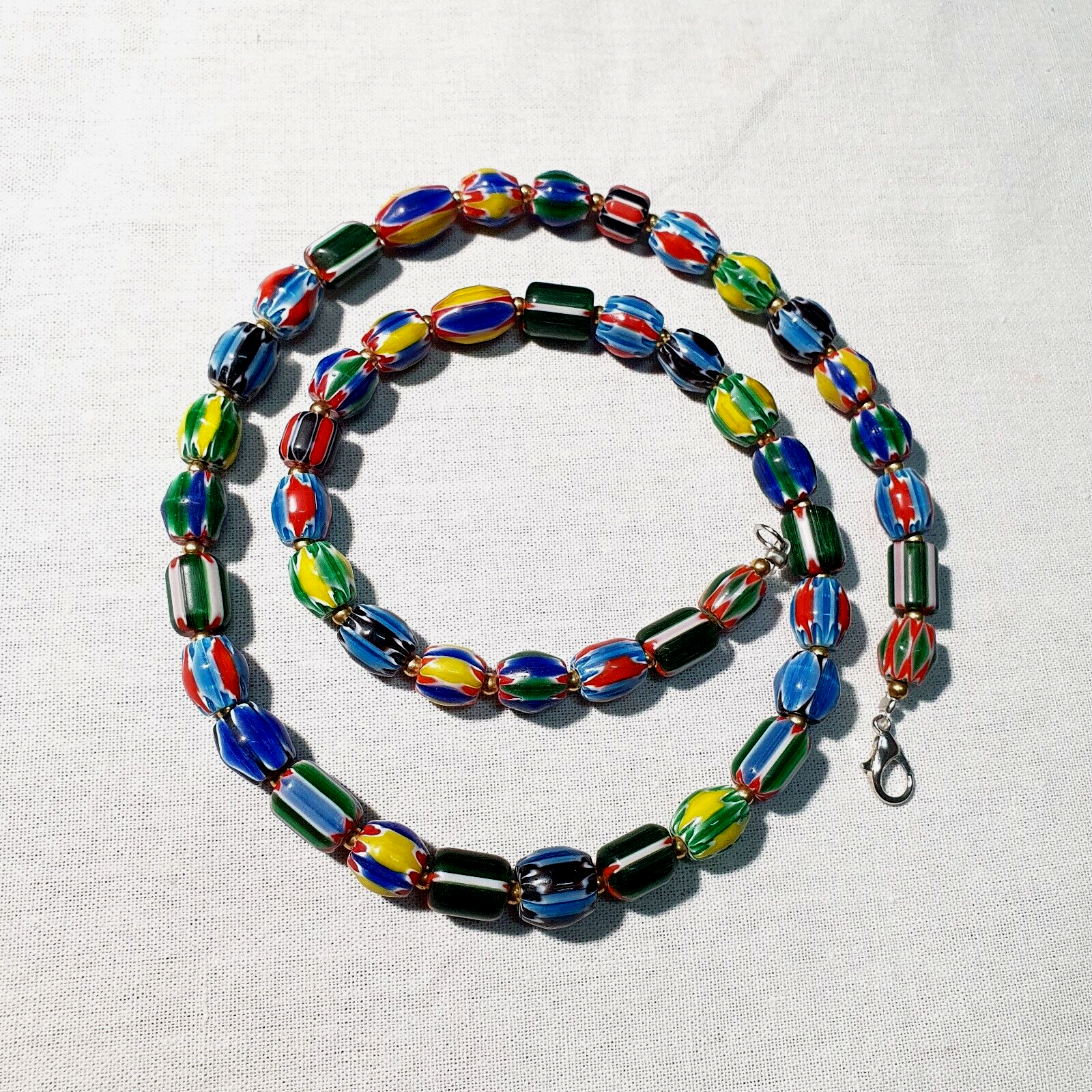 Venetian Inspired Glass Beads collection Multicolor Chevron Beads Necklace #111