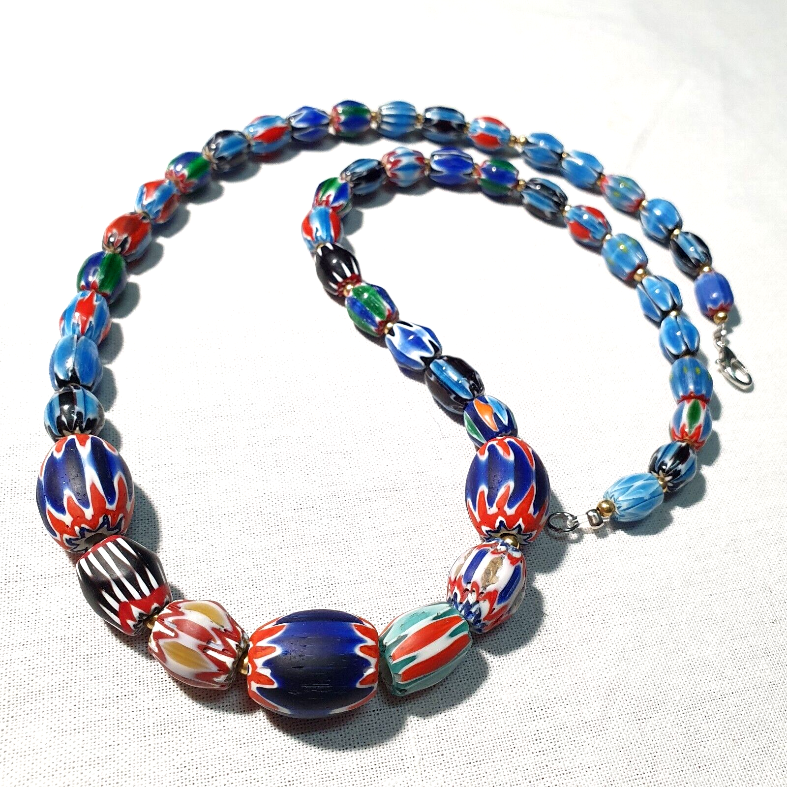 Venetian Inspired Glass Beads collection Multicolor Chevron Beads Necklace #110