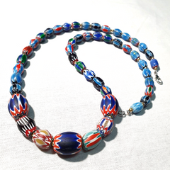 Venetian Inspired Glass Beads collection Multicolor Chevron Beads Necklace #110