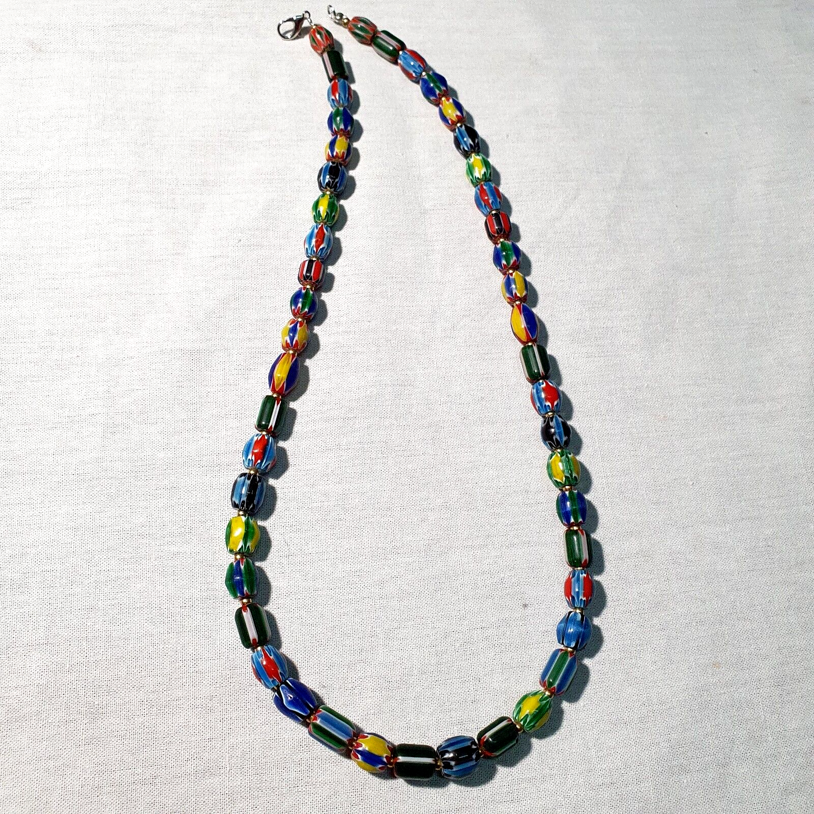Venetian Inspired Glass Beads collection Multicolor Chevron Beads Necklace #111