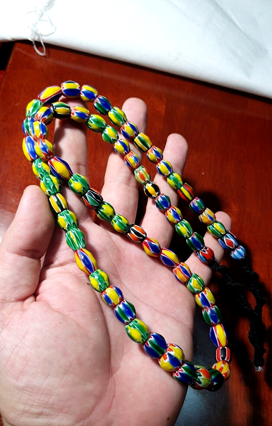 Venetian Inspired Glass Beads melon Chevron Beads Necklace #115