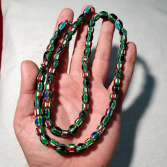 Venetian Inspired Glass Beads collection Multicolor Chevron Beads Necklace #112