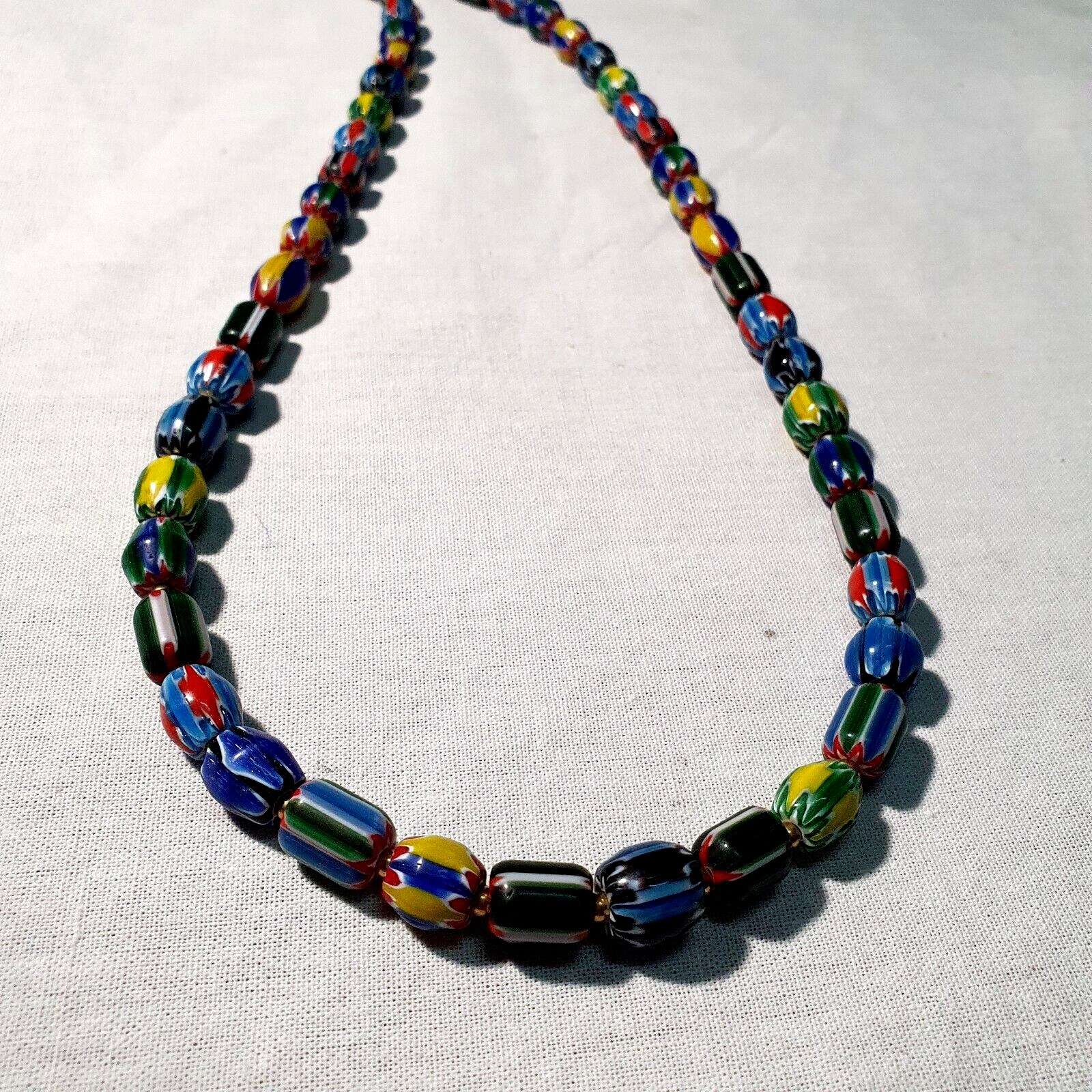 Venetian Inspired Glass Beads collection Multicolor Chevron Beads Necklace #111