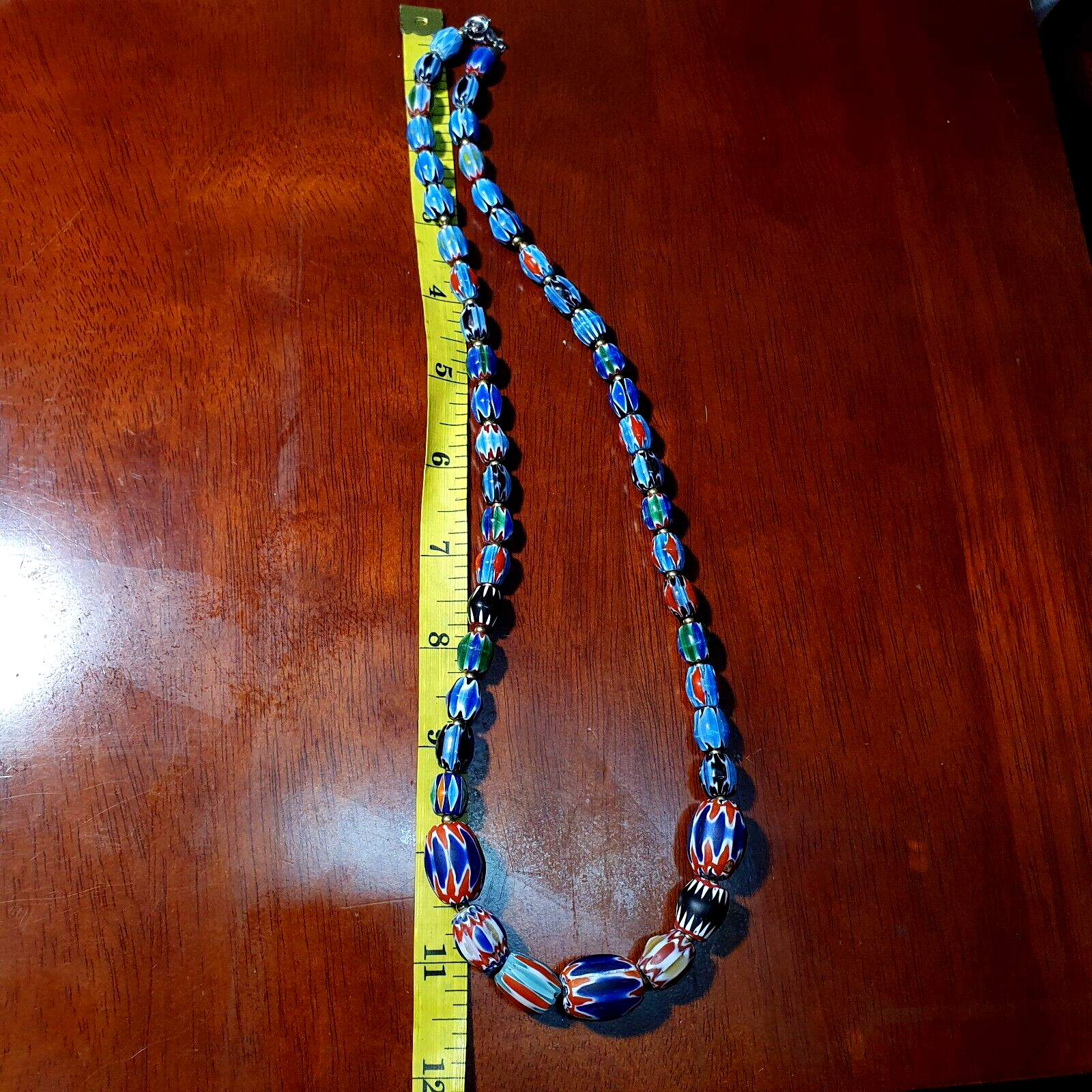 Venetian Inspired Glass Beads collection Multicolor Chevron Beads Necklace #110