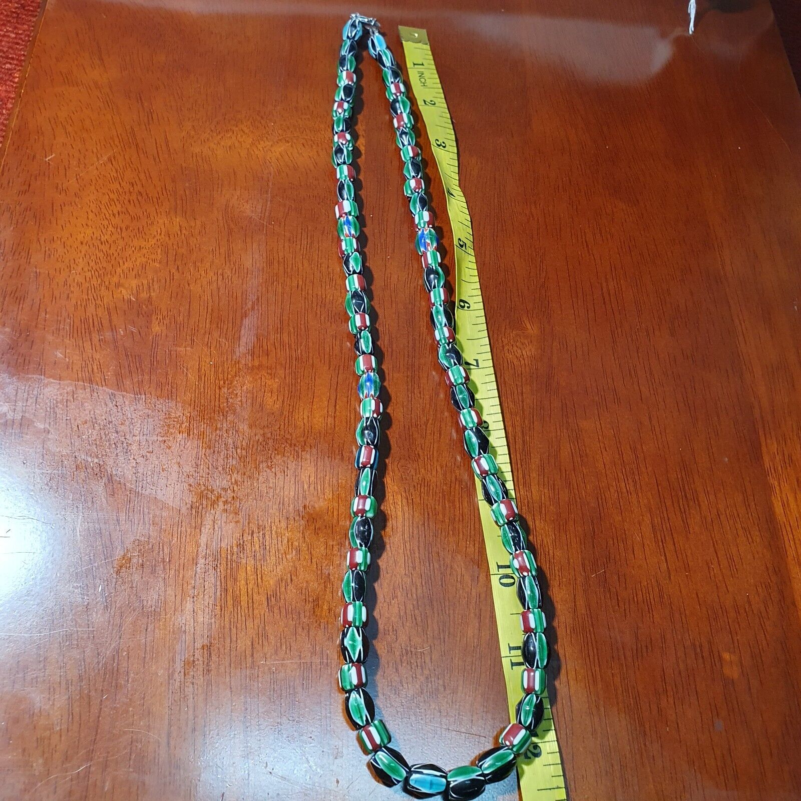 Venetian Inspired Glass Beads collection Multicolor Chevron Beads Necklace #112