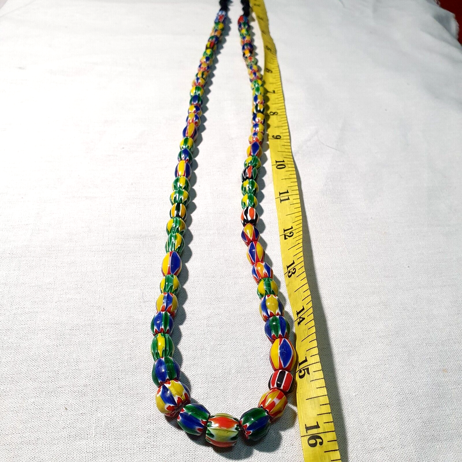 Venetian Inspired Glass Beads melon Chevron Beads Necklace #115