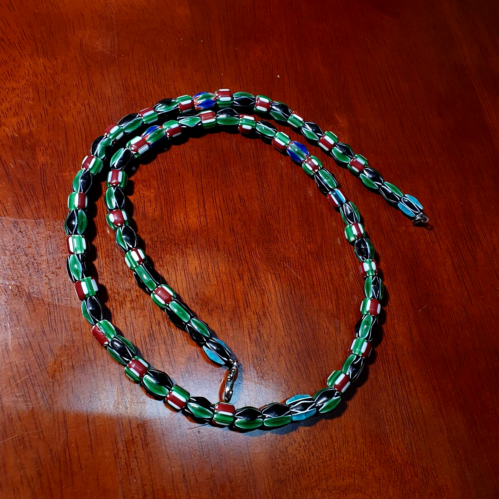 Venetian Inspired Glass Beads collection Multicolor Chevron Beads Necklace #112