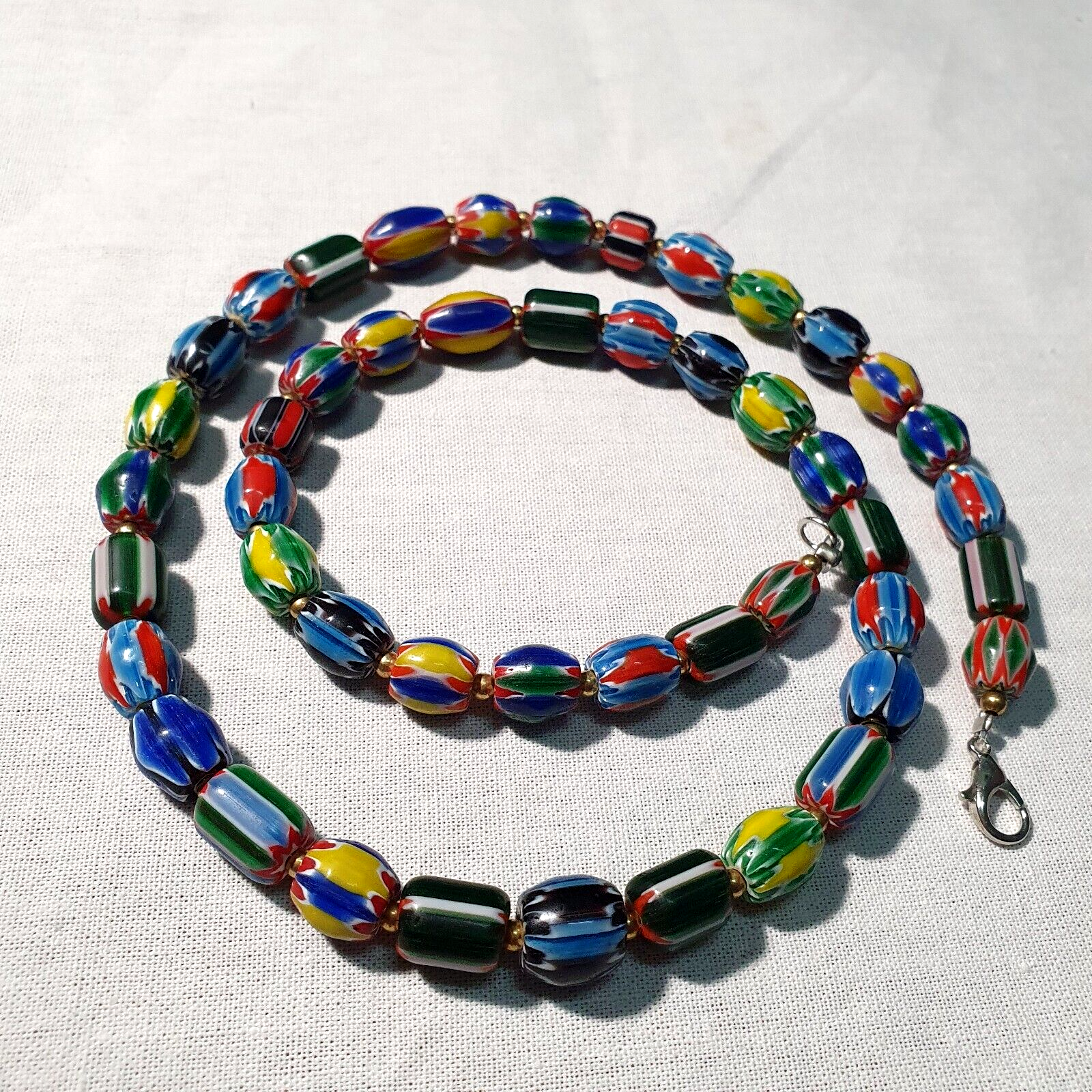 Venetian Inspired Glass Beads collection Multicolor Chevron Beads Necklace #111