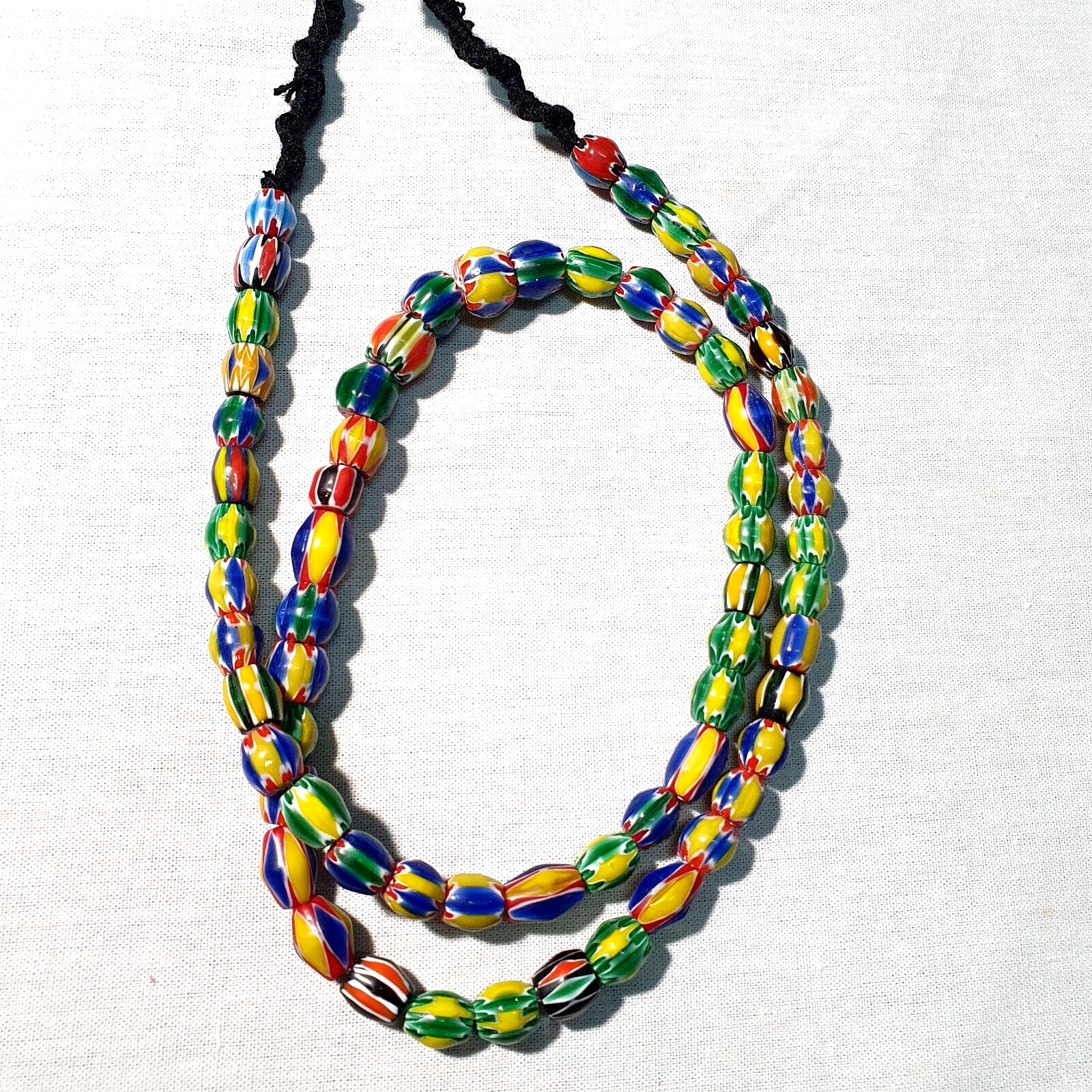 Venetian Inspired Glass Beads melon Chevron Beads Necklace #115