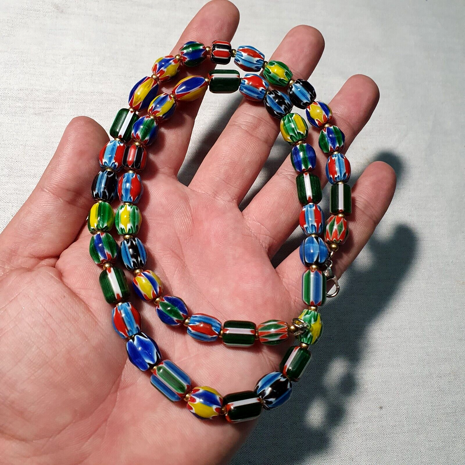 Venetian Inspired Glass Beads collection Multicolor Chevron Beads Necklace #111