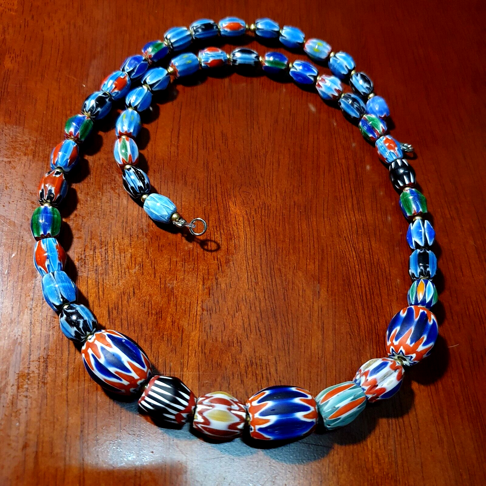 Venetian Inspired Glass Beads collection Multicolor Chevron Beads Necklace #110
