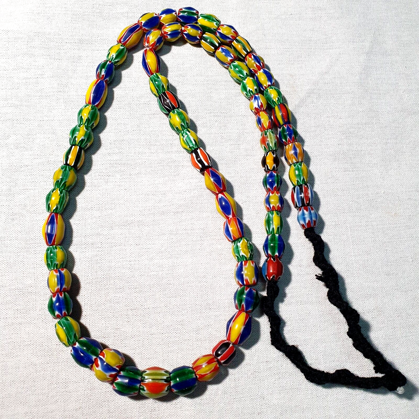 Venetian Inspired Glass Beads melon Chevron Beads Necklace #115