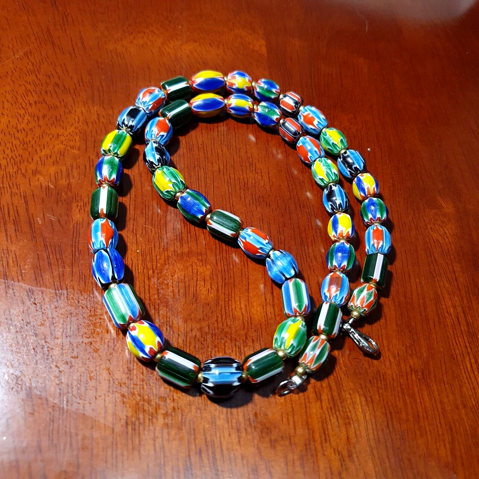 Venetian Inspired Glass Beads collection Multicolor Chevron Beads Necklace #111