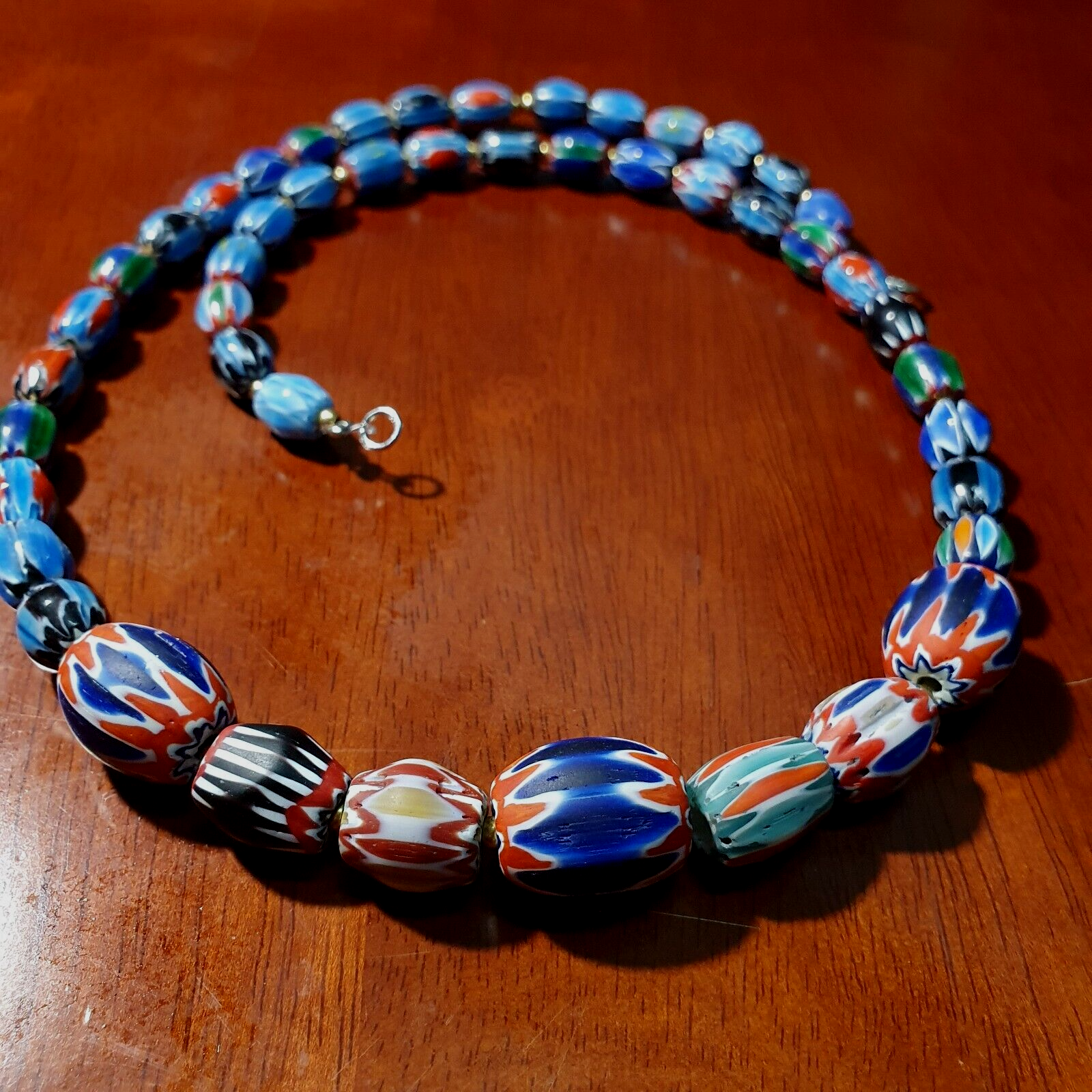 Venetian Inspired Glass Beads collection Multicolor Chevron Beads Necklace #110